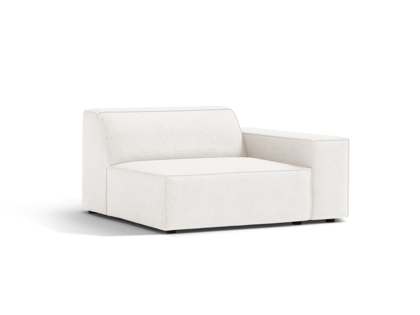 Elegantes 1-Sitzer Modul Rechts Jodie in stilvollem Weiß, ideal für moderne Wohnräume. Teil des flexiblen Sofasystems von Micadoni.