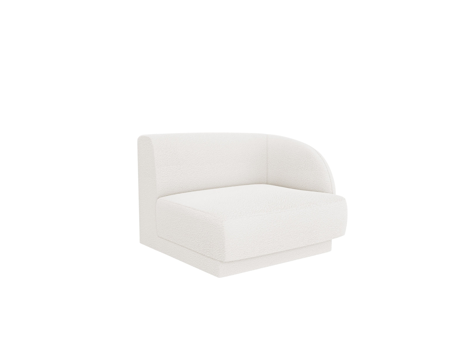 Elegantes Miley Boucle Modul rechts 1 Sitzer in Weiß, ideal für individuelles Sofa-Design, erhältlich bei KAQTU Design AG.