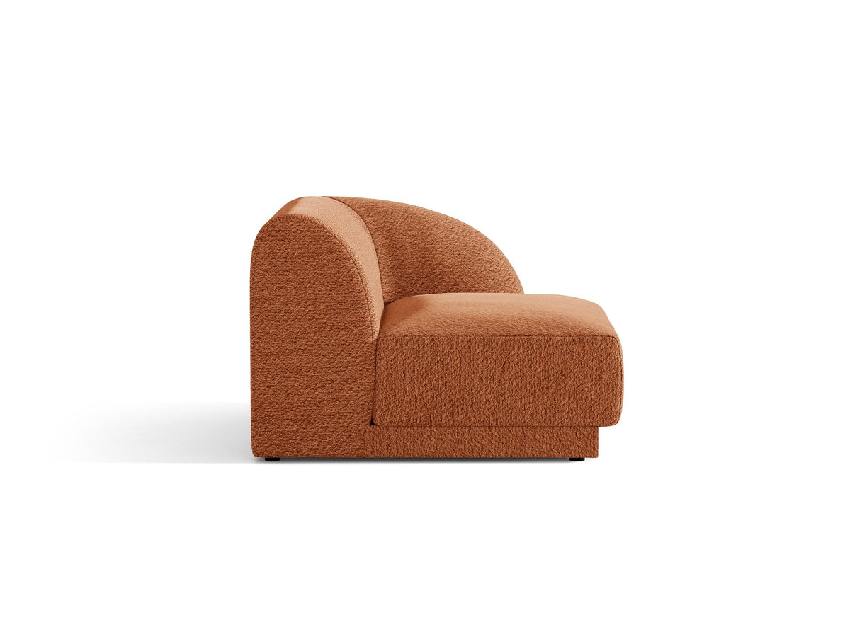 Miley Einsitzer von Micadoni: modulares Sofa-Modul in Dunkelbeige mit Stoffbezug Bluvel 30, schwarzen Kunststoffbeinen und gepolsterter Rückenlehne.