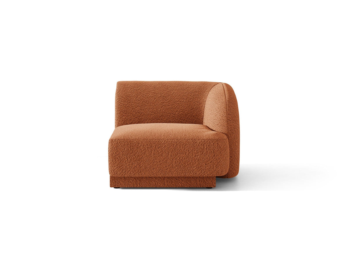 Miley Einsitzer von Micadoni: modulares Sofa-Modul in Dunkelbeige mit Stoffbezug Bluvel 30, schwarzen Kunststoffbeinen und gepolsterter Rückenlehne.