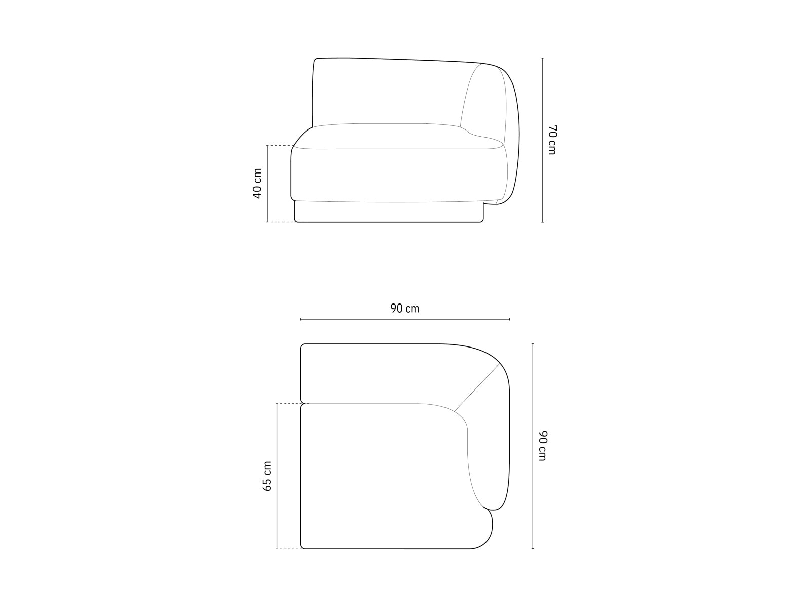 Miley Modul rechts 1 Sitzer in Black präsentiert im Onlineshop von KAQTU Design AG. Modulares Sofa ist von Micadoni