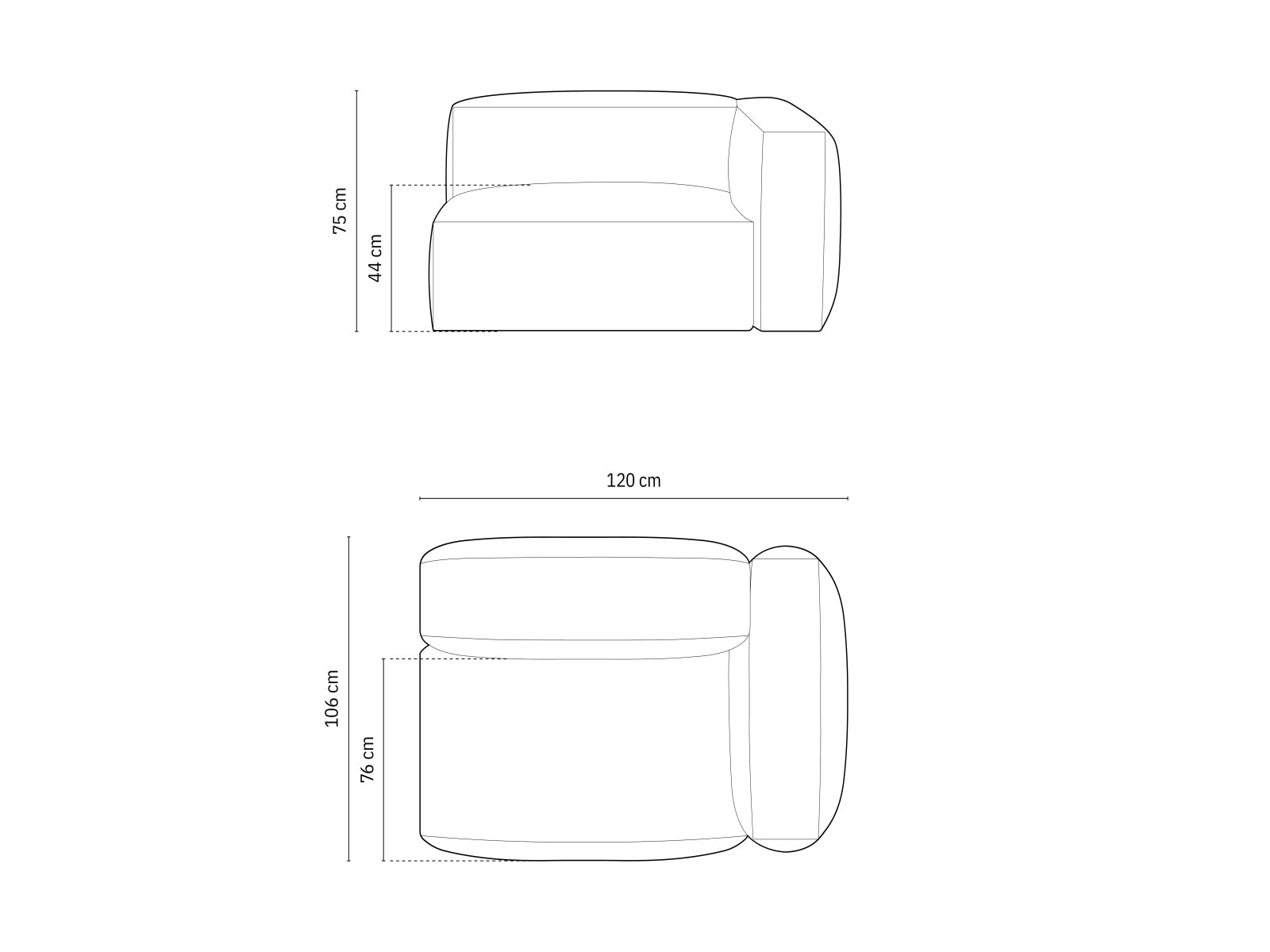 Martina Modul rechts 1 Sitzer in Light Beige präsentiert im Onlineshop von KAQTU Design AG. Modulares Sofa ist von Micadoni