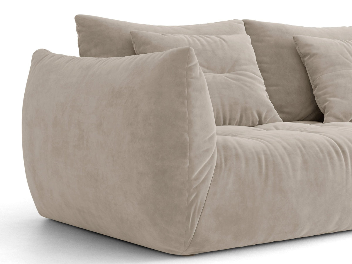 Modulares Sofa Bloom Modul von Micadoni in Leichtes Beige mit Casino-Stoffbezug aus Velours und schwarzen Kunststoffbeinen.