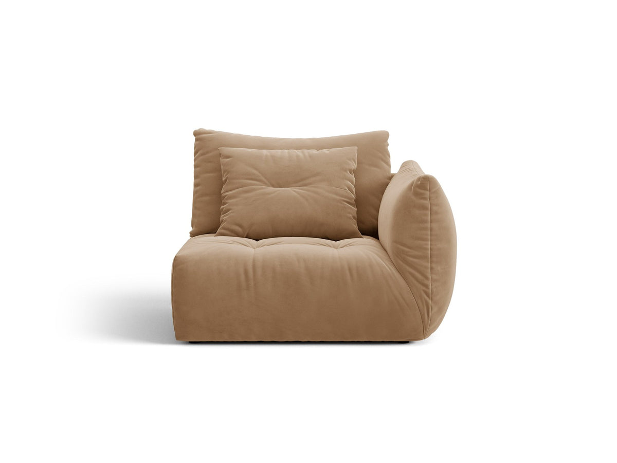 Modulares Sofa Bloom Modul von Micadoni in Leichtes Beige mit Casino-Stoffbezug aus Velours und schwarzen Kunststoffbeinen.