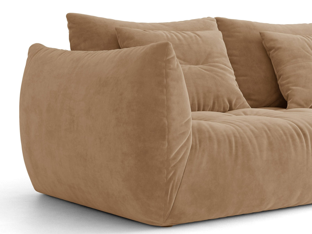 Modulares Sofa Bloom Modul von Micadoni in Leichtes Beige mit Casino-Stoffbezug aus Velours und schwarzen Kunststoffbeinen.