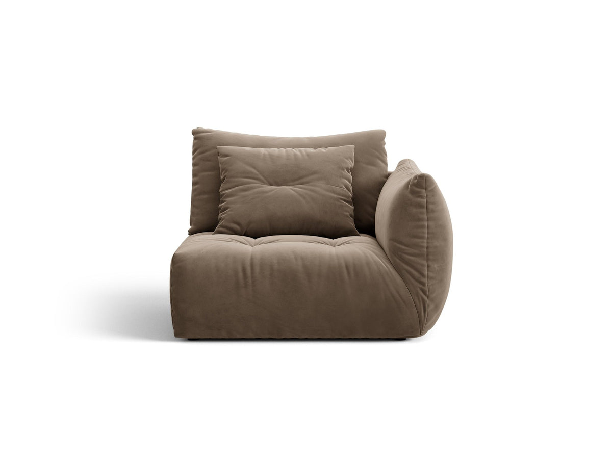 Modulares Sofa Bloom Modul von Micadoni in Leichtes Beige mit Casino-Stoffbezug aus Velours und schwarzen Kunststoffbeinen.