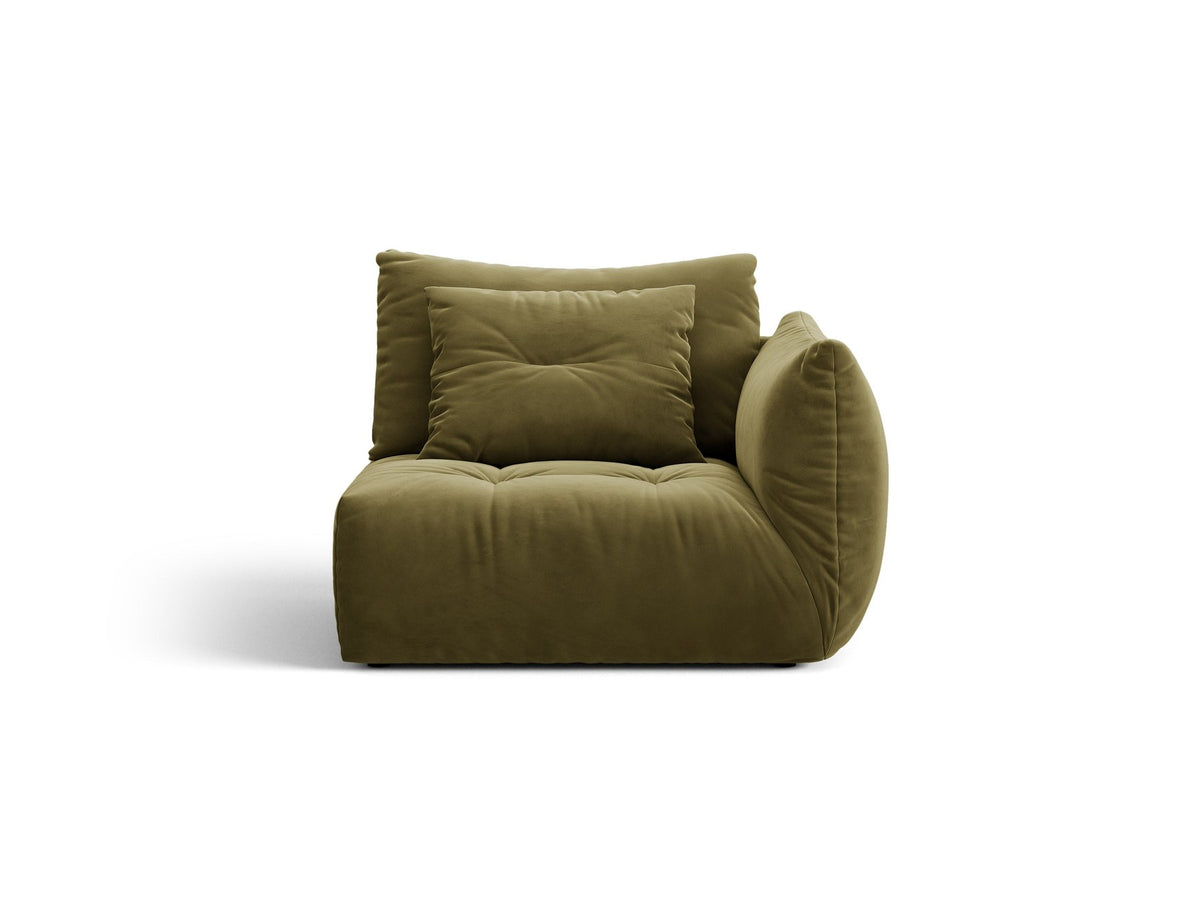 Modulares Sofa Bloom Modul von Micadoni in Leichtes Beige mit Casino-Stoffbezug aus Velours und schwarzen Kunststoffbeinen.