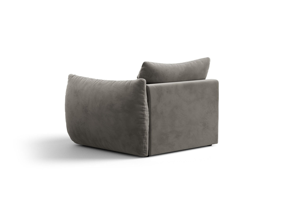Modulares Sofa Bloom Modul von Micadoni in Leichtes Beige mit Casino-Stoffbezug aus Velours und schwarzen Kunststoffbeinen.