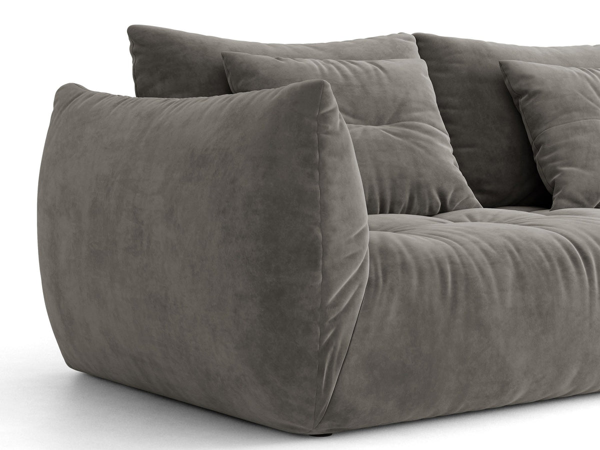 Modulares Sofa Bloom Modul von Micadoni in Leichtes Beige mit Casino-Stoffbezug aus Velours und schwarzen Kunststoffbeinen.
