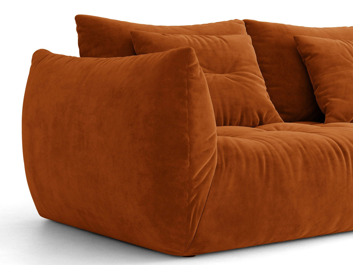 Modulares Sofa Bloom Modul von Micadoni in Leichtes Beige mit Casino-Stoffbezug aus Velours und schwarzen Kunststoffbeinen.