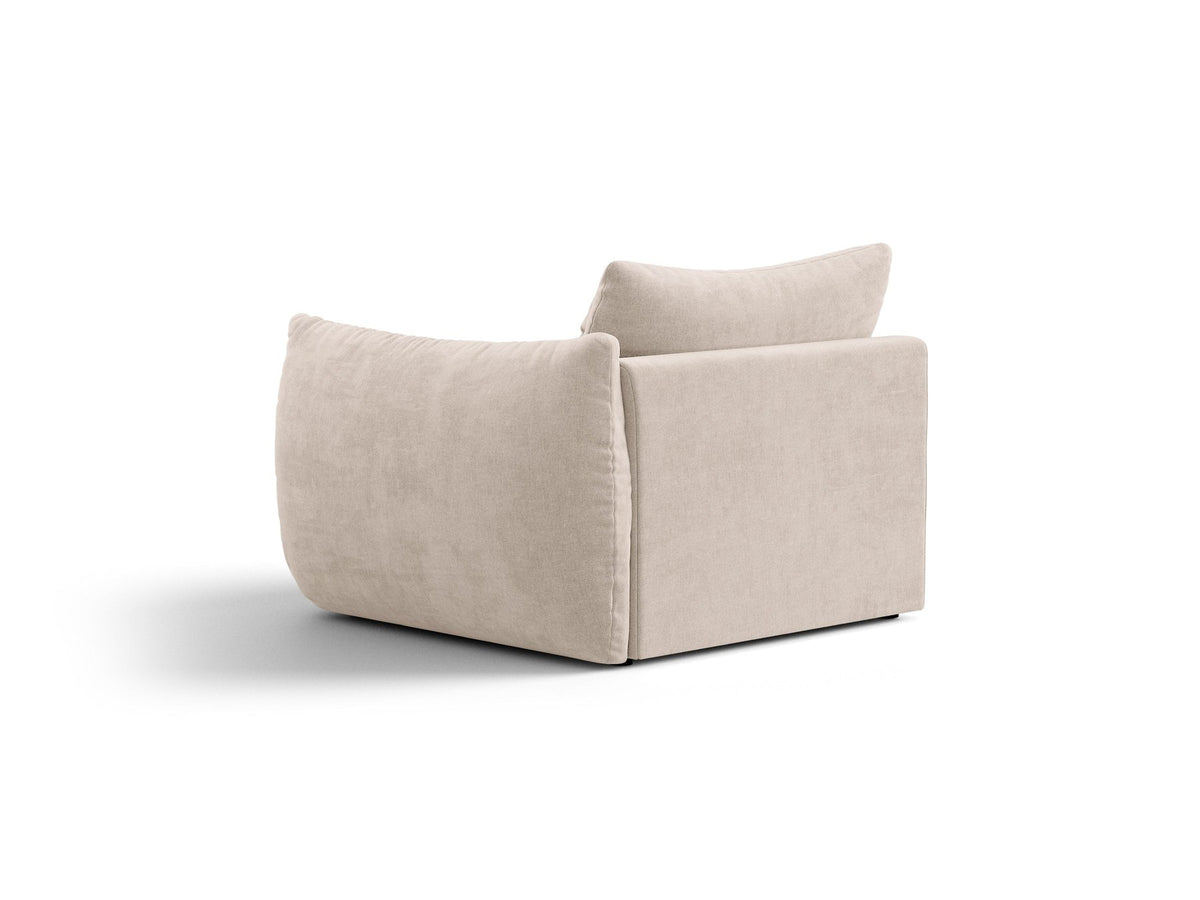 Modulares Sofa Bloom Modul von Micadoni in Leichtes Beige mit Casino-Stoffbezug aus Velours und schwarzen Kunststoffbeinen.