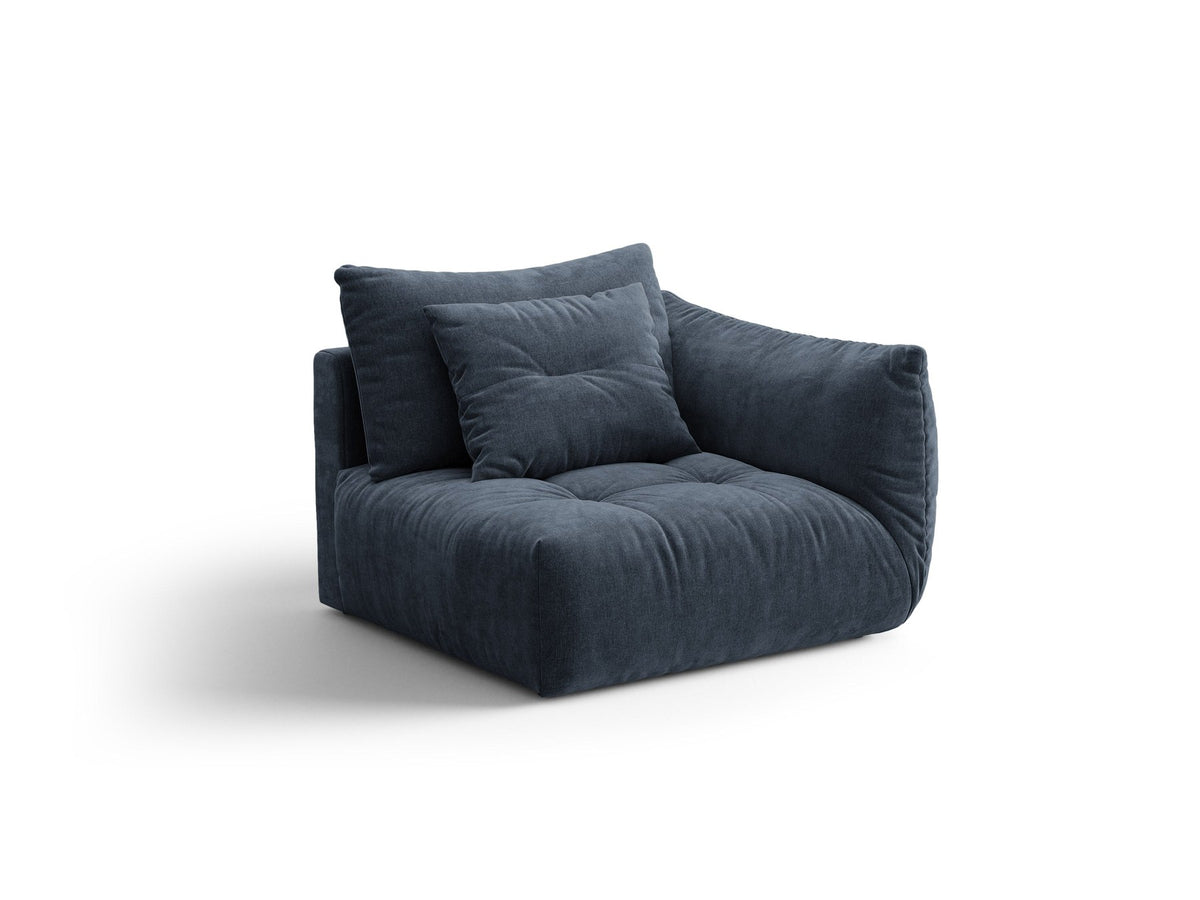 Modulares Sofa Bloom Modul von Micadoni in Leichtes Beige mit Casino-Stoffbezug aus Velours und schwarzen Kunststoffbeinen.