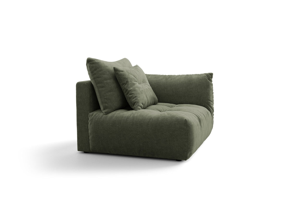 Modulares Sofa Bloom Modul von Micadoni in Leichtes Beige mit Casino-Stoffbezug aus Velours und schwarzen Kunststoffbeinen.