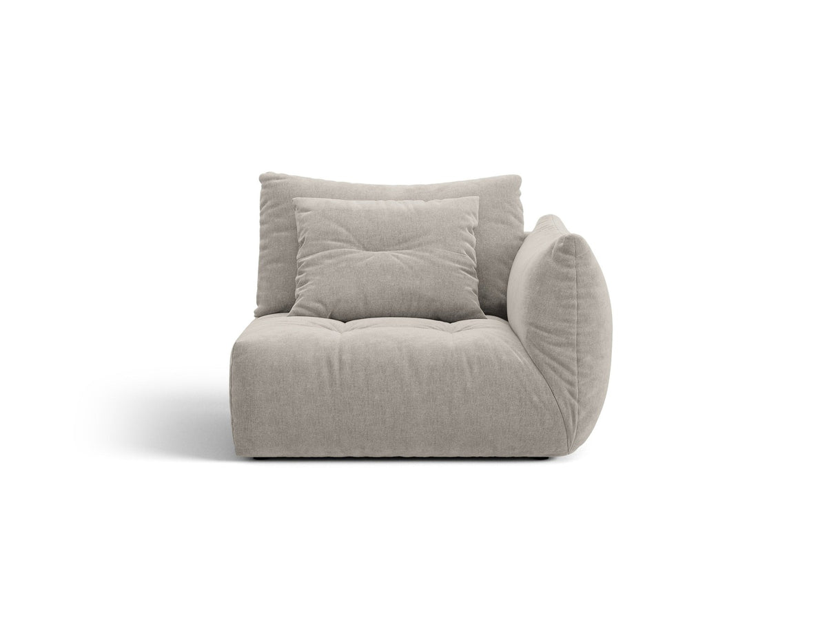 Modulares Sofa Bloom Modul von Micadoni in Leichtes Beige mit Casino-Stoffbezug aus Velours und schwarzen Kunststoffbeinen.