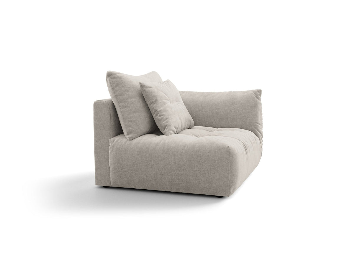 Modulares Sofa Bloom Modul von Micadoni in Leichtes Beige mit Casino-Stoffbezug aus Velours und schwarzen Kunststoffbeinen.