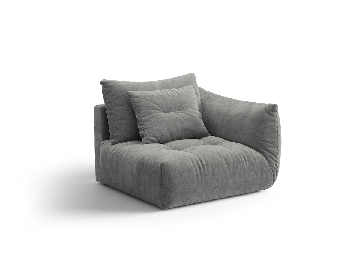 Modulares Sofa Bloom Modul von Micadoni in Leichtes Beige mit Casino-Stoffbezug aus Velours und schwarzen Kunststoffbeinen.