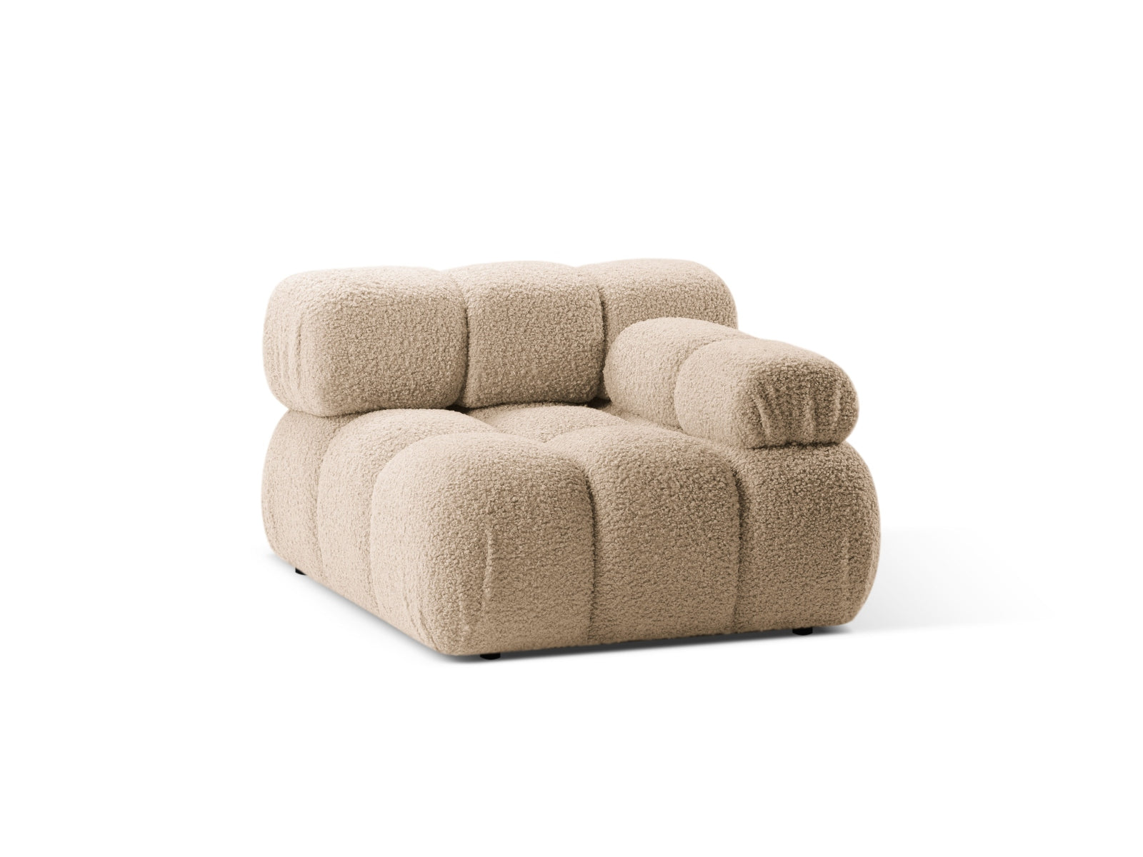 Rechtsseitiges Bellis Boucle Modul, 1-Sitzer in warmen Erdtönen, perfekt für einladende und moderne Wohnkonzepte.