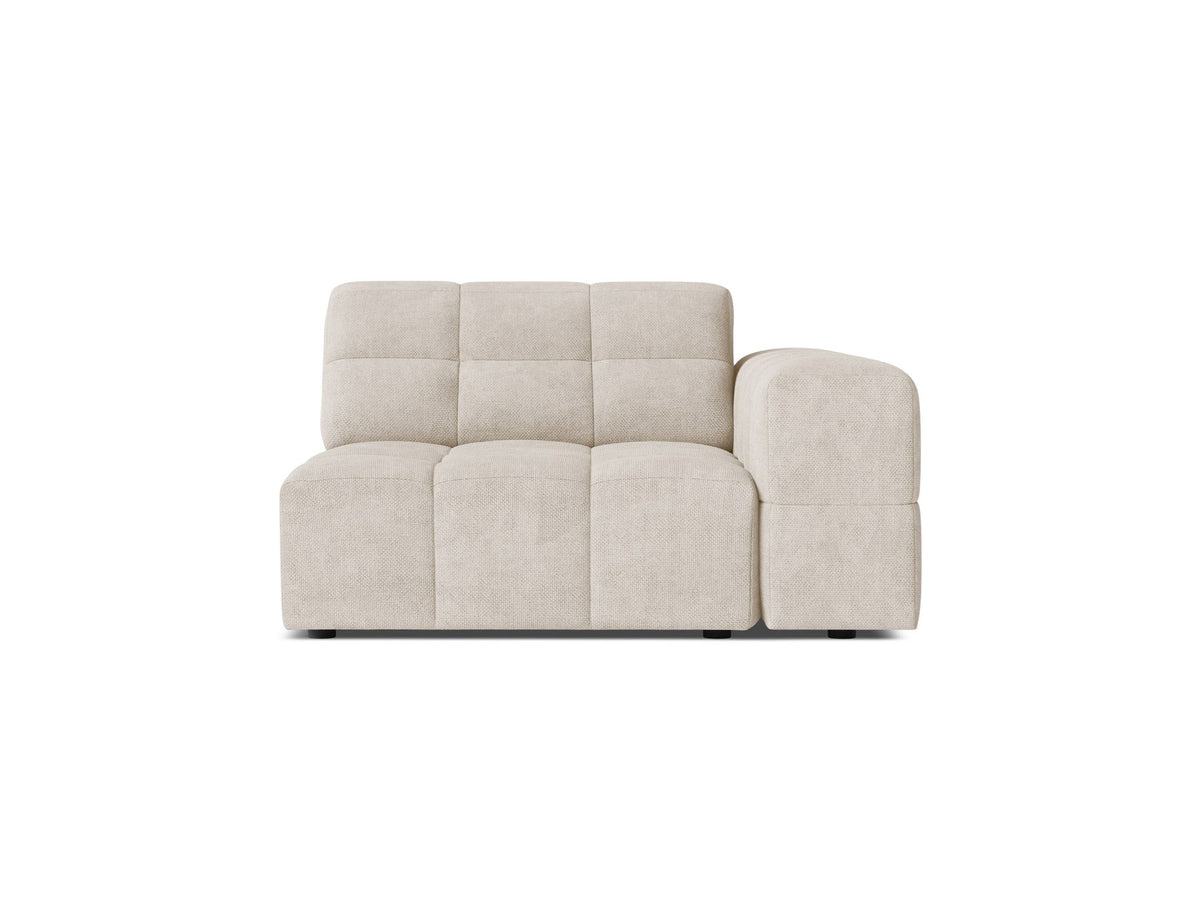 Modulares Sofa Jennifer von Micadoni in leichtem Beige mit Eden-Stoff, schwarzen Kunststoffbeinen und rechter Ausrichtung.