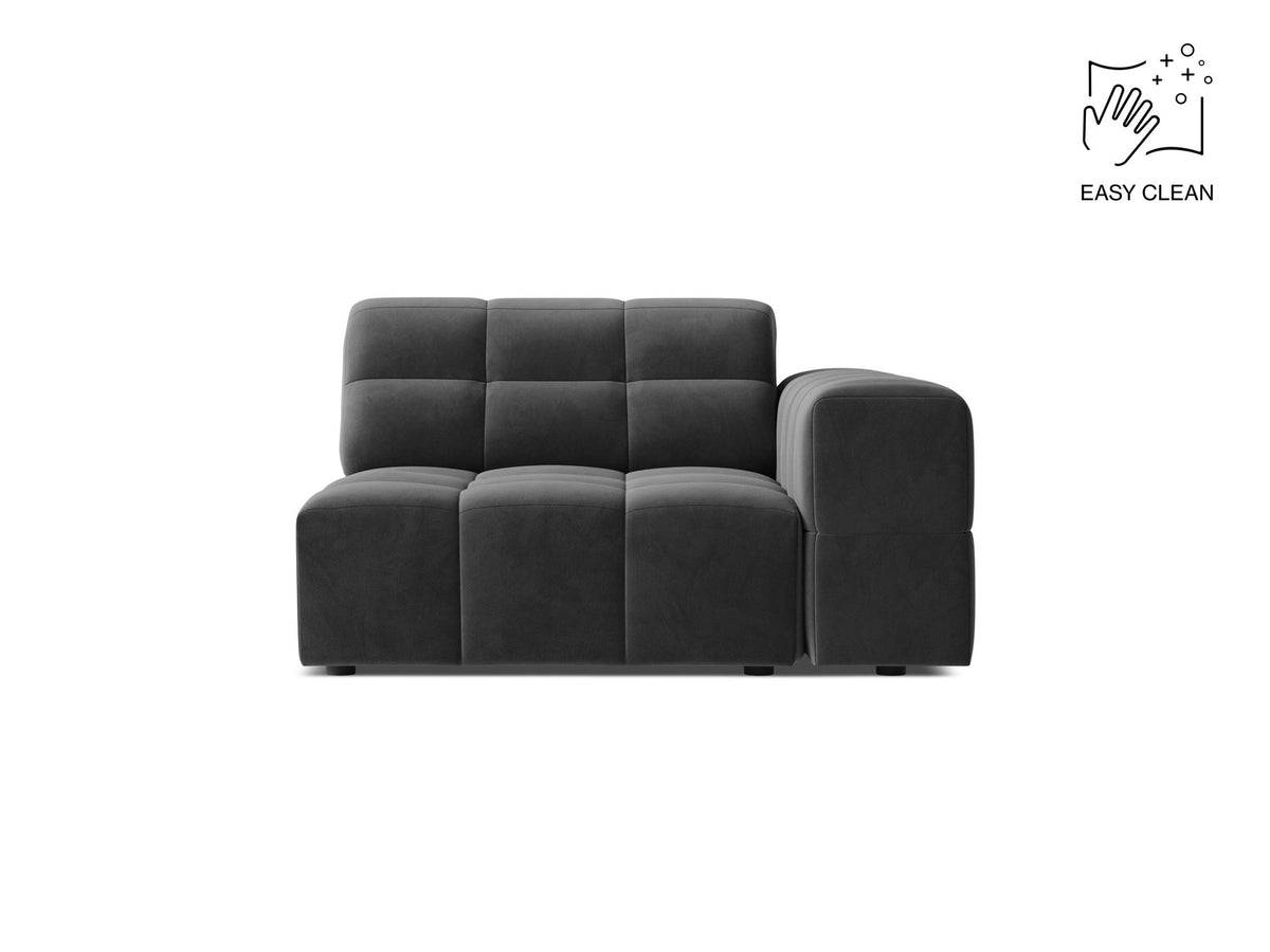 Modulares Sofa Jennifer von Micadoni in leichtem Beige mit Eden-Stoff, schwarzen Kunststoffbeinen und rechter Ausrichtung.