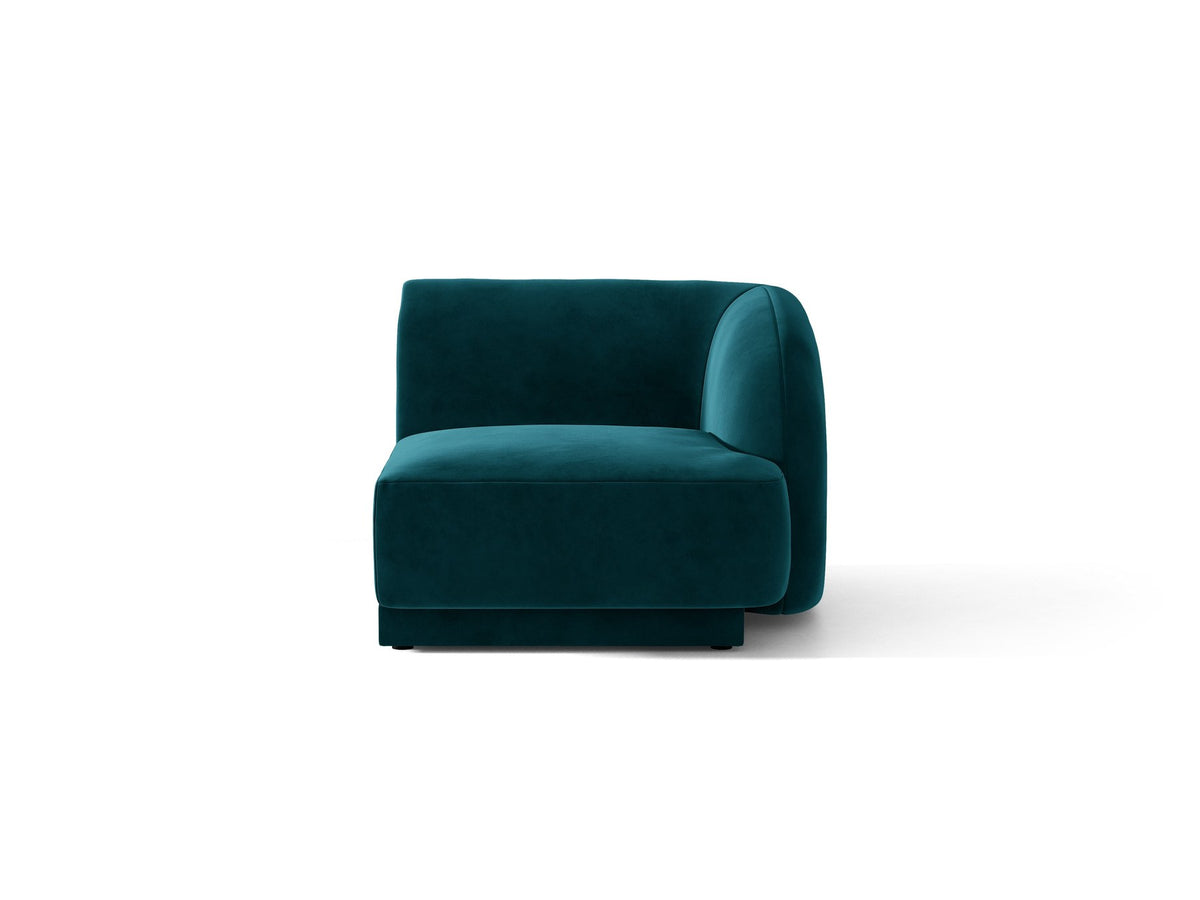Miley Einsitzer von Micadoni: modulares Sofa-Modul in Dunkelbeige mit Stoffbezug Bluvel 30, schwarzen Kunststoffbeinen und gepolsterter Rückenlehne.
