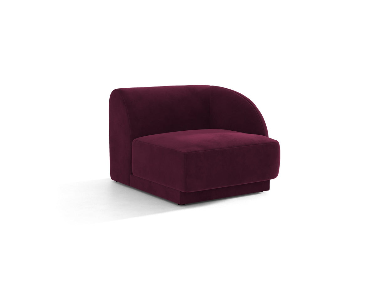 Miley Einsitzer von Micadoni: modulares Sofa-Modul in Dunkelbeige mit Stoffbezug Bluvel 30, schwarzen Kunststoffbeinen und gepolsterter Rückenlehne.