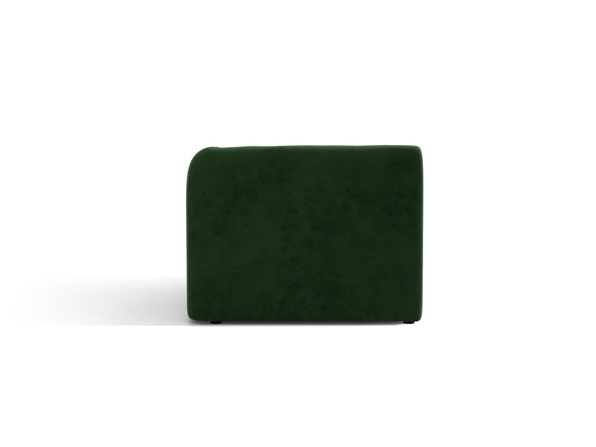 Miley Einsitzer von Micadoni: modulares Sofa-Modul in Dunkelbeige mit Stoffbezug Bluvel 30, schwarzen Kunststoffbeinen und gepolsterter Rückenlehne.