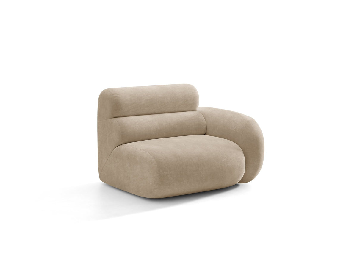 Modulares Sofa Neo von Micadoni in dunklem Olivgrün mit Baloo-Stoffbezug, hoher Rückenlehne und schwarzen Kunststoffbeinen.