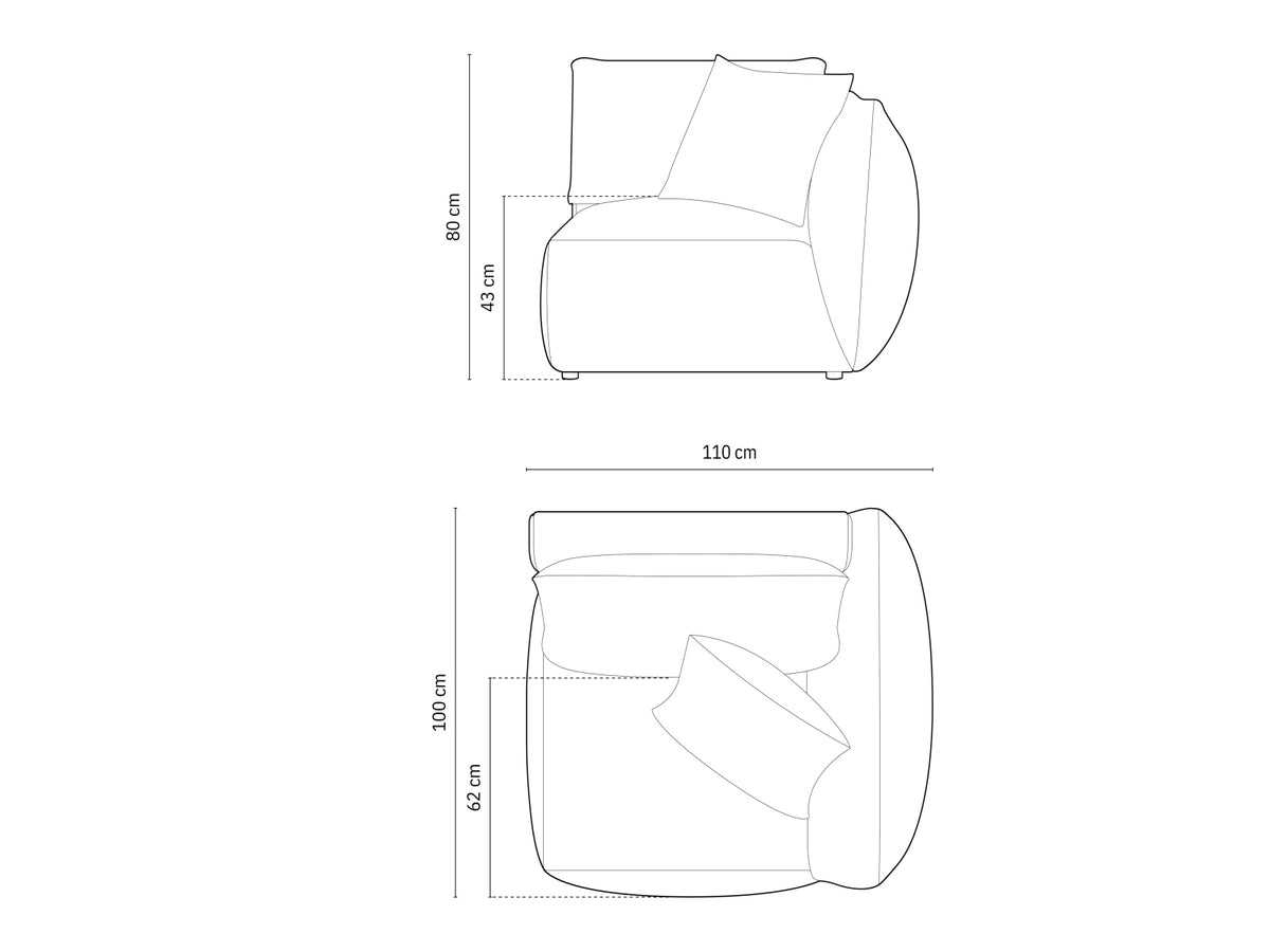 Chris Modul rechts 1 Sitzer in Warm grey-LINS präsentiert im Onlineshop von KAQTU Design AG. Modulares Sofa ist von Micadoni
