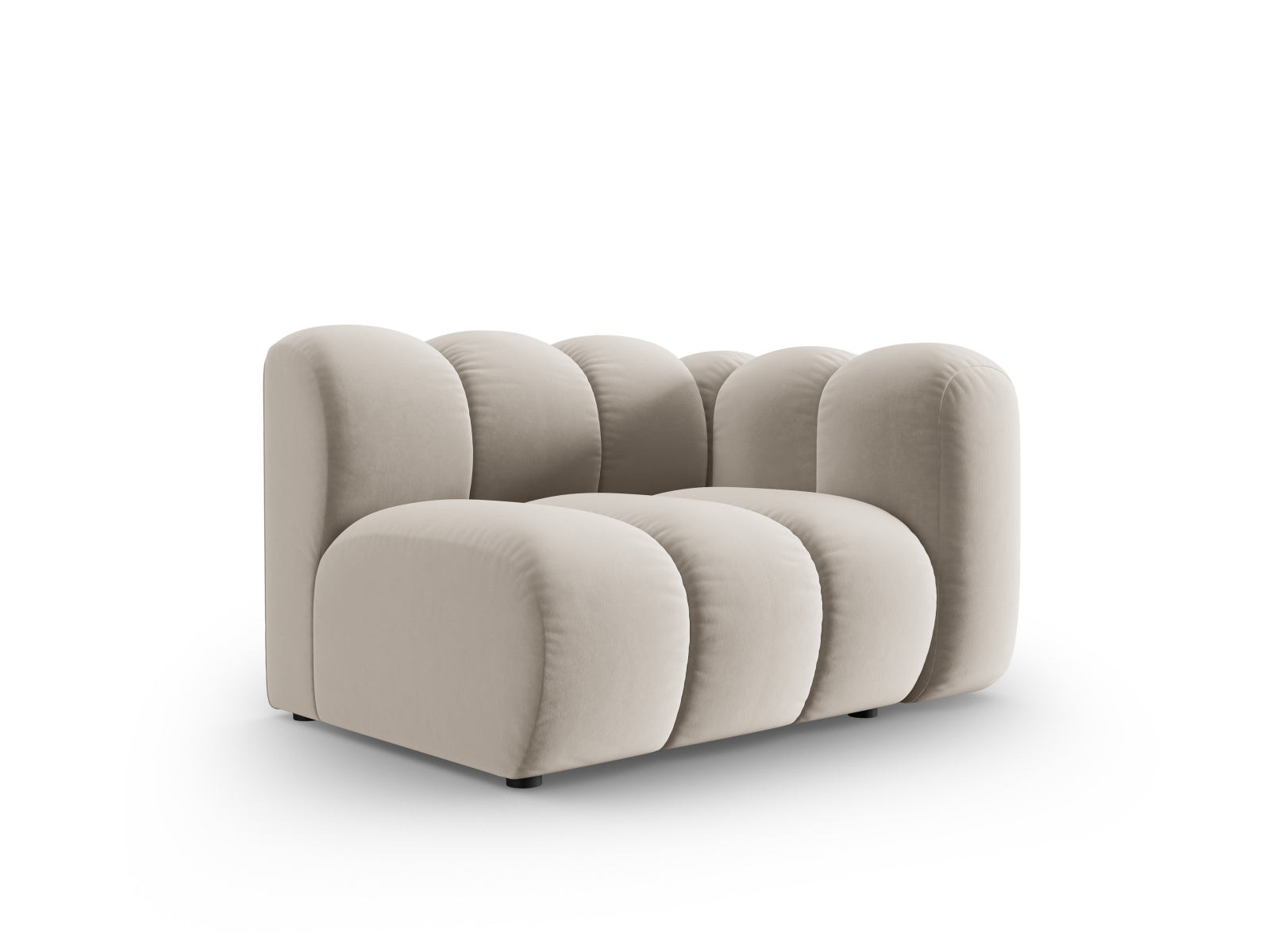 Beige Velour Modul für das modulare Sofa von Micadoni, rechtsseitig, ideal für stilvolle Wohnräume und individuelle Gestaltung.