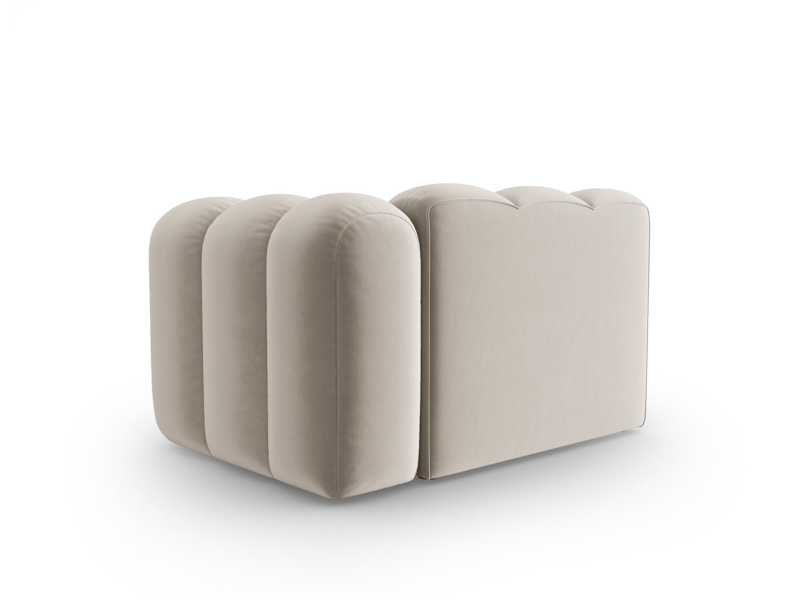 Rechtsseitiges Velour-Modul in elegantem Beige für das modulare Sofa von Micadoni, perfekt für kreative Raumkonzepte und modernes Wohndesign.