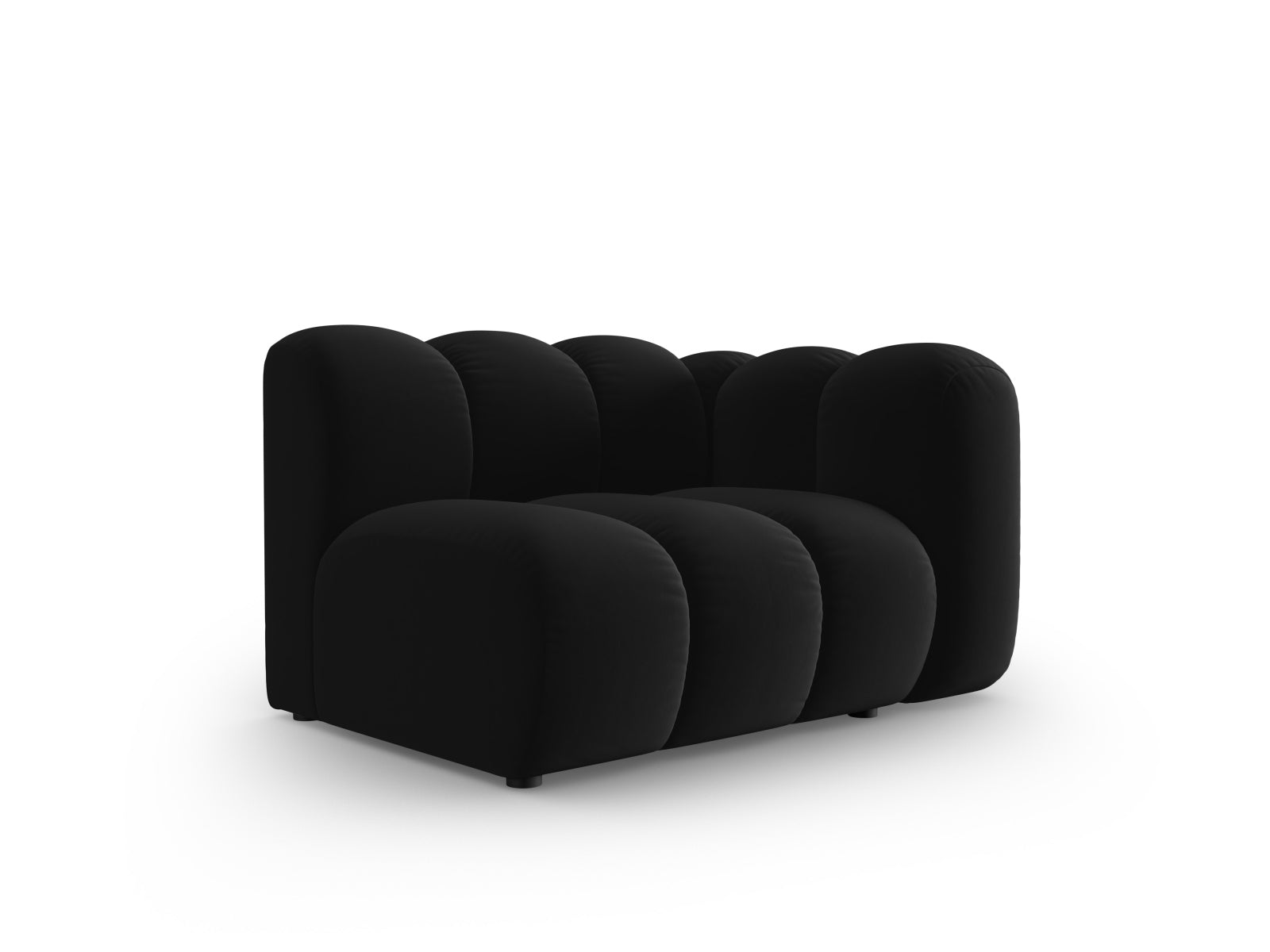 Elegantes Lupine Velour Modul für ein modulares Sofa, rechtsseitiger 1-Sitzer in stilvollem Schwarz, ideal für moderne Wohnräume.