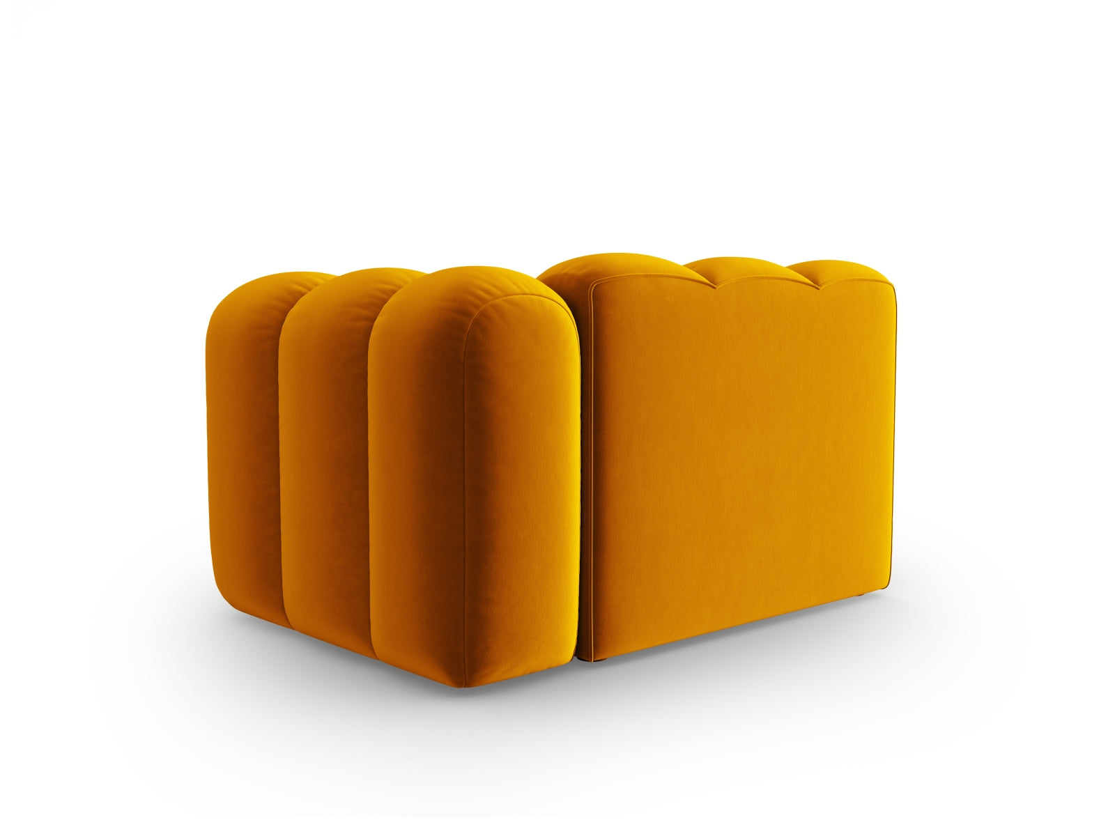 Rechtsseitiges Velour-Modul in warmem Gelb für das modulare Sofa von Micadoni, perfekt für stilvolle und moderne Inneneinrichtungen.