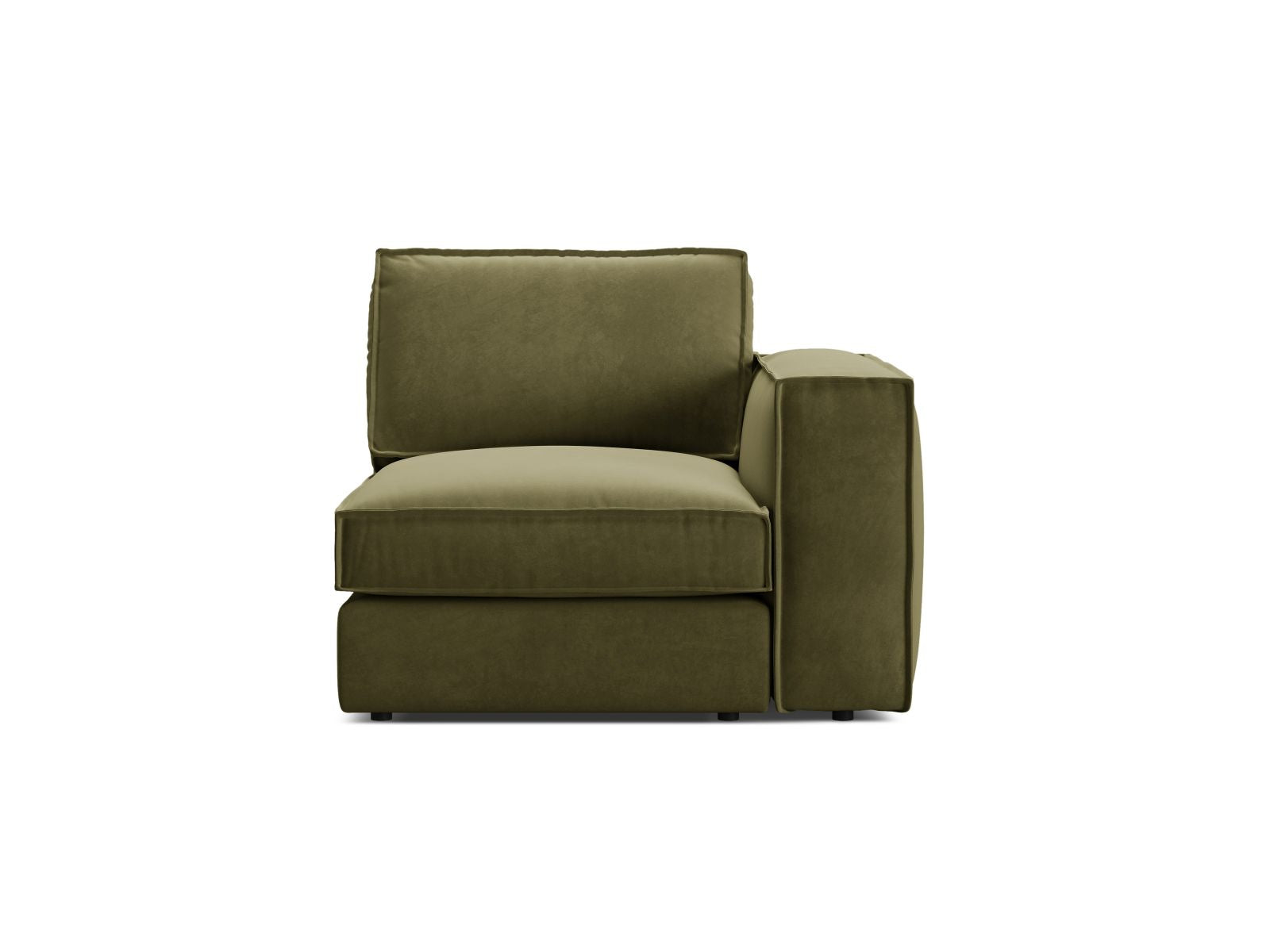 Elegantes 1-Sitzer Modul rechts Pola in Green-Salvador, ideal für individuelle Wohnkonzepte. Hochwertige Materialien und zeitgemäße Ästhetik von Micadoni.