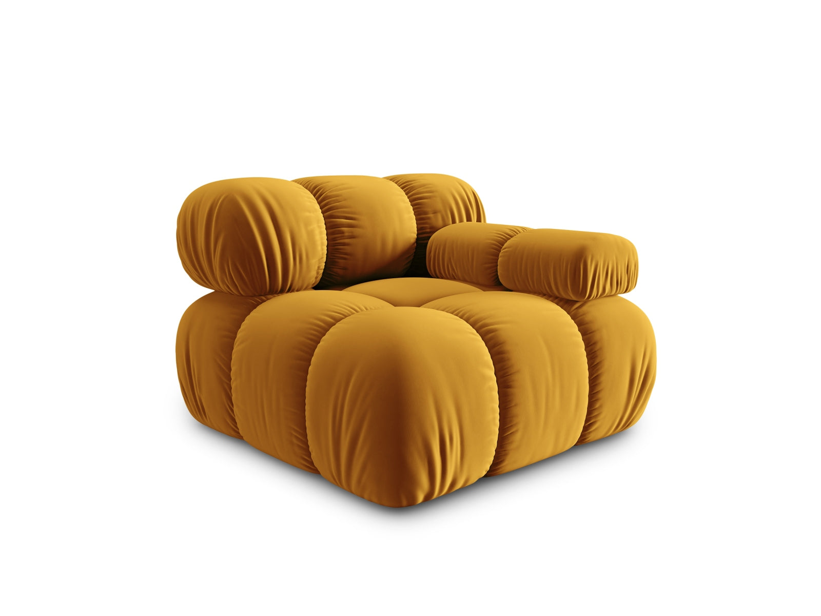 Stylisches Bellis Velour Modul rechts 1 Sitzer in ansprechendem Gelb-Blau, perfekt für kreative Raumgestaltungen und individuelle Sofalösungen.