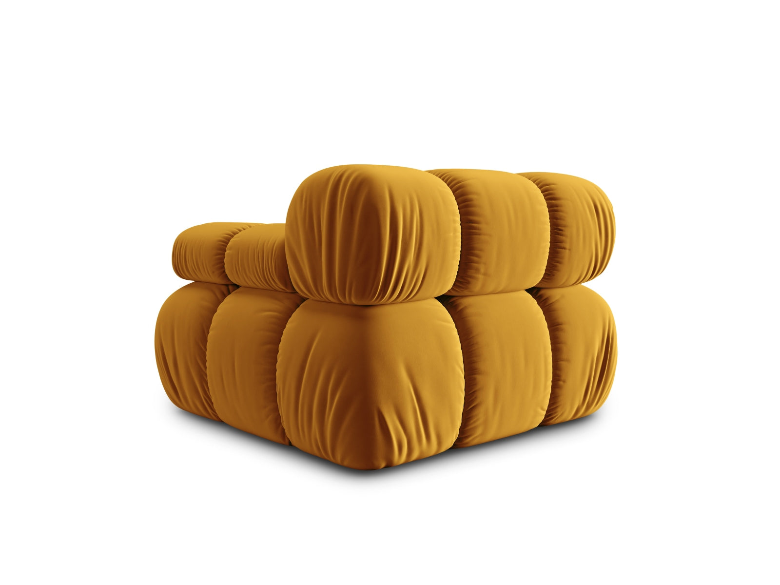 Stylisches Bellis Velour Modul rechts 1 Sitzer in ansprechendem Gelb-Blau, perfekt für kreative und anpassbare Wohnräume.