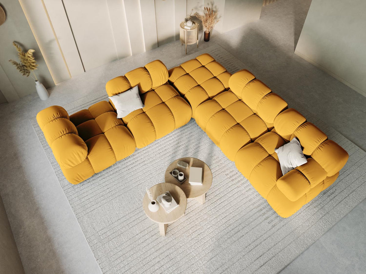 Bellis Velour Modul rechts 1 Sitzer in Yellow-Bluvel präsentiert im Onlineshop von KAQTU Design AG. Modulares Sofa ist von Micadoni