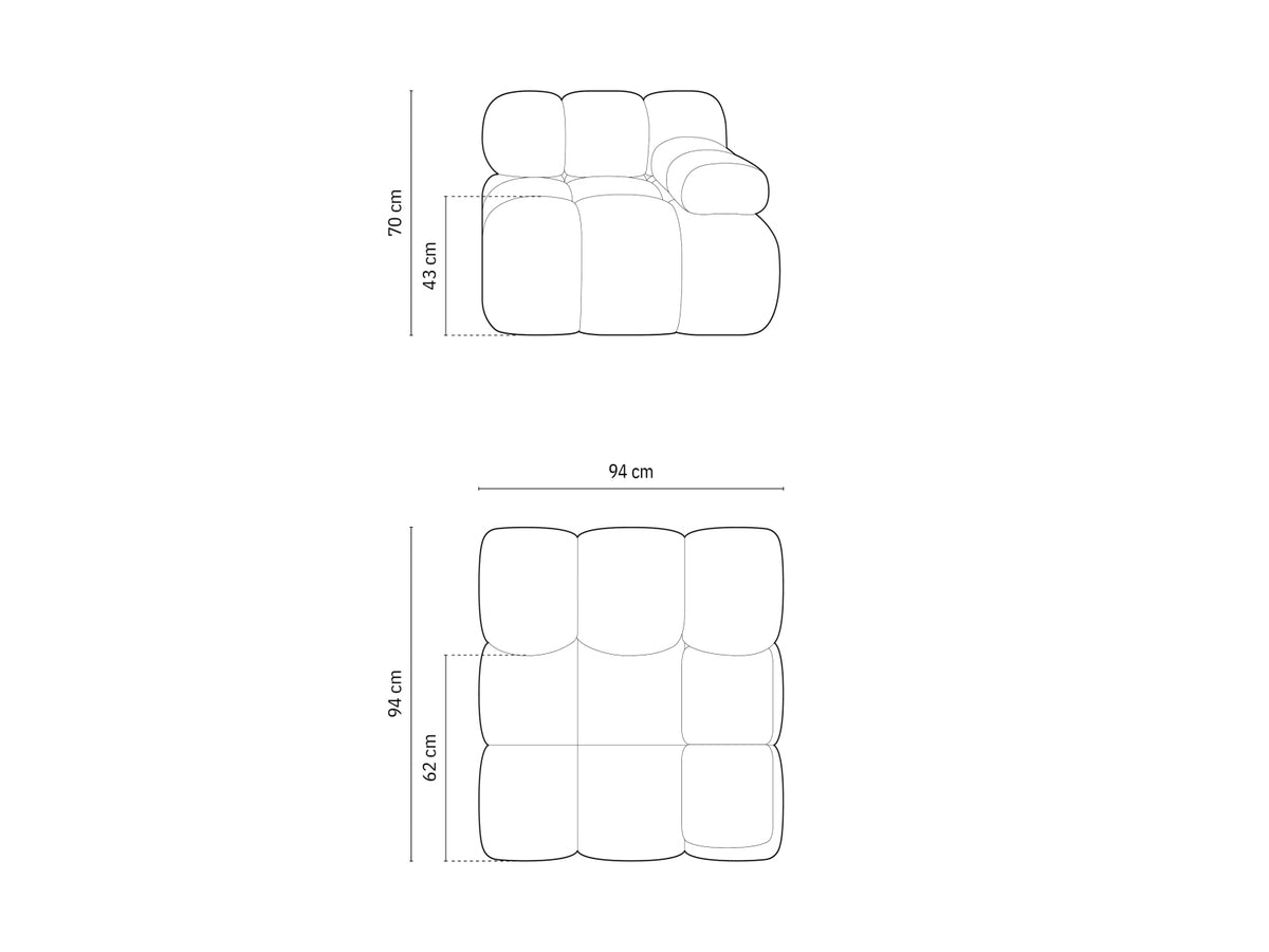 Bellis Velour Modul rechts 1 Sitzer in Cappuccino-Bluvel präsentiert im Onlineshop von KAQTU Design AG. Modulares Sofa ist von Micadoni