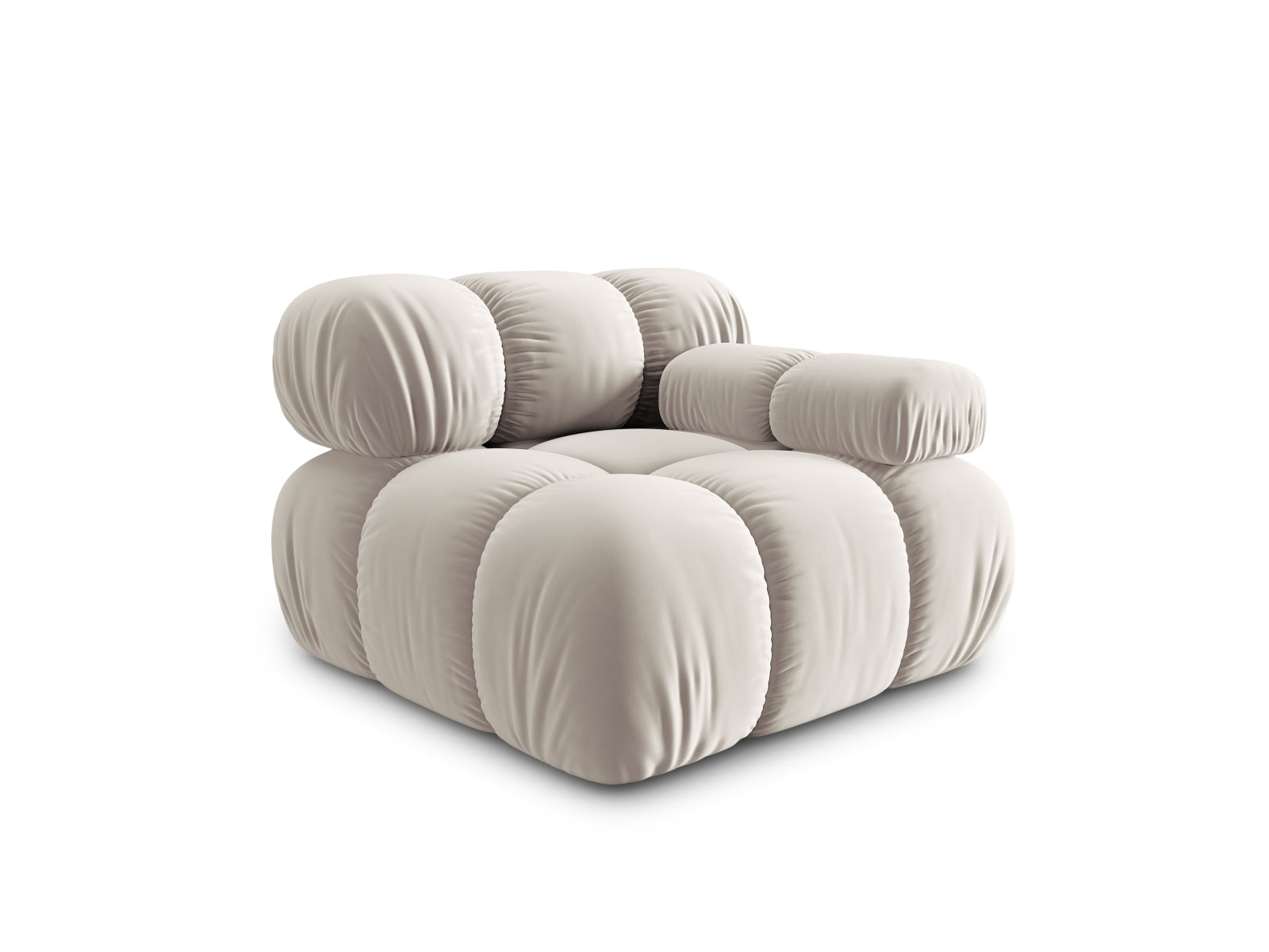 Stylisches Bellis Velour Modul rechts 1 Sitzer in edlem Dunkelbeige, perfekt für ein modulares Sofadesign in zeitgemäßen Interiors.