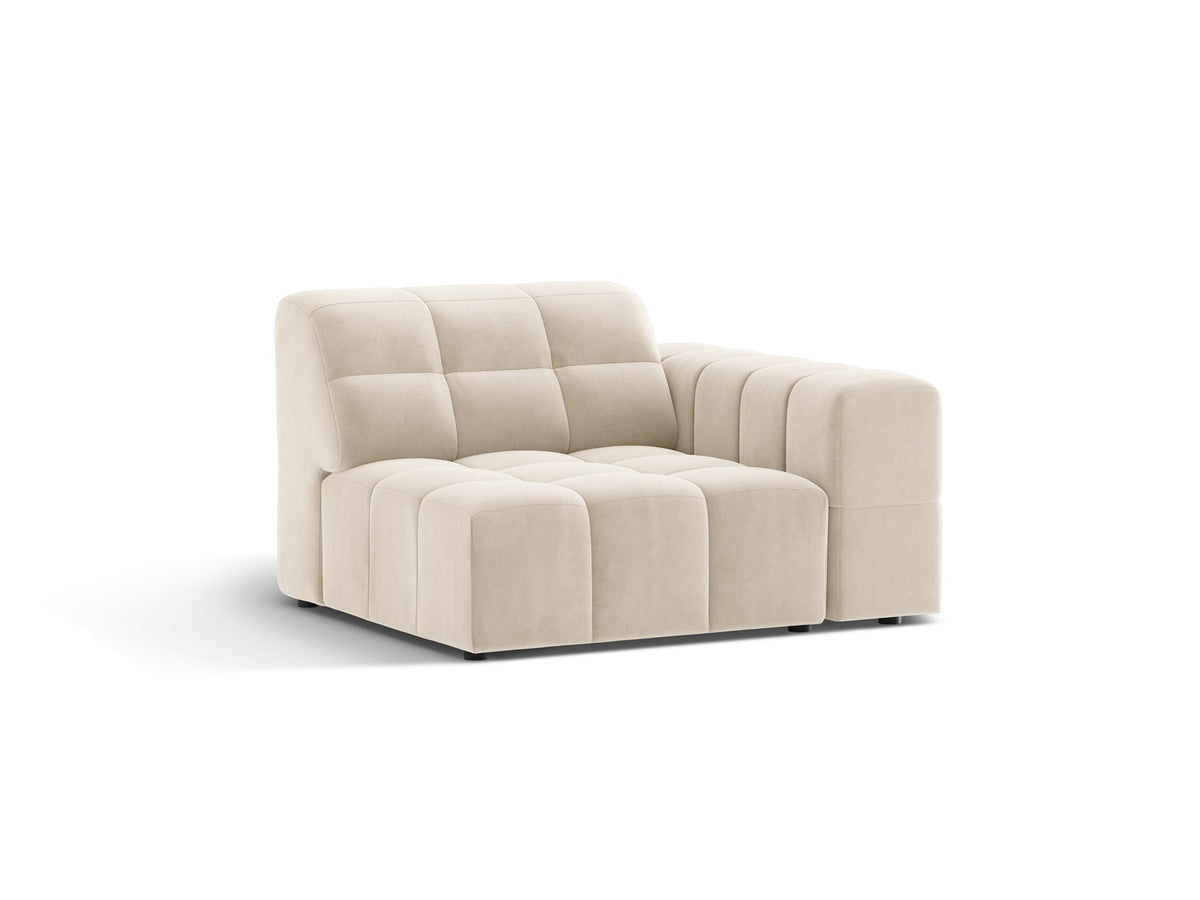 Modulares Sofa Jennifer von Micadoni in leichtem Beige mit Eden-Stoff, schwarzen Kunststoffbeinen und rechter Ausrichtung.
