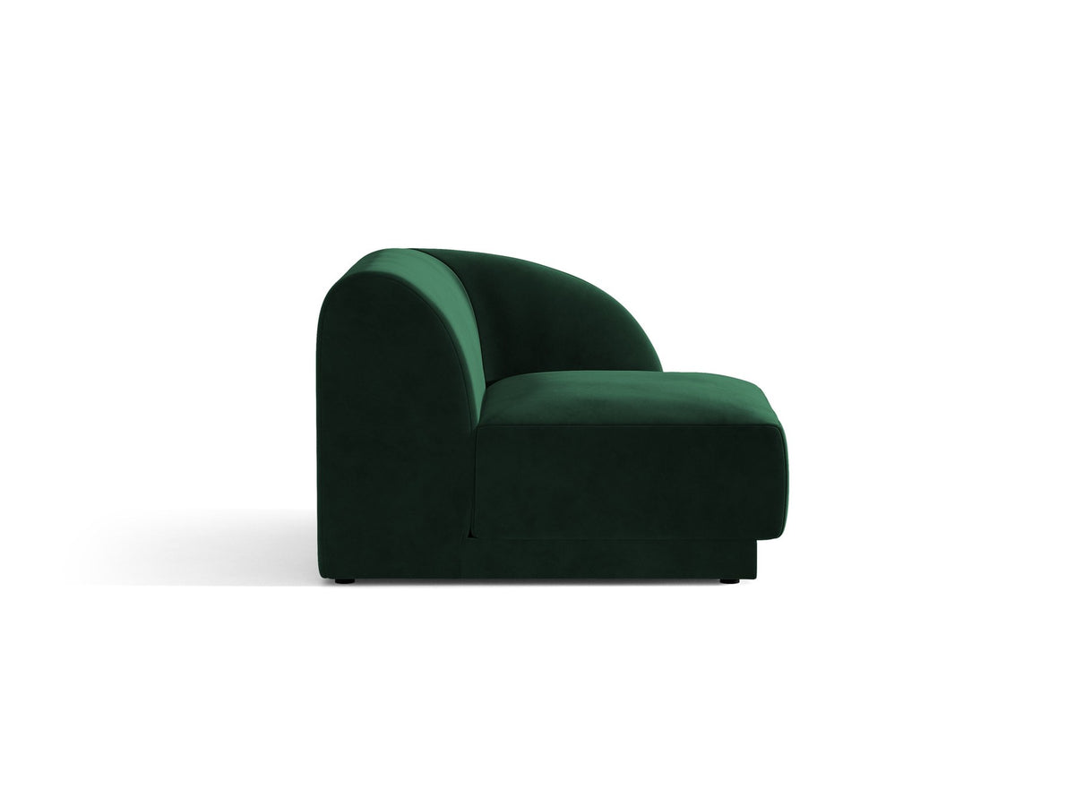 Miley Einsitzer von Micadoni: modulares Sofa-Modul in Dunkelbeige mit Stoffbezug Bluvel 30, schwarzen Kunststoffbeinen und gepolsterter Rückenlehne.