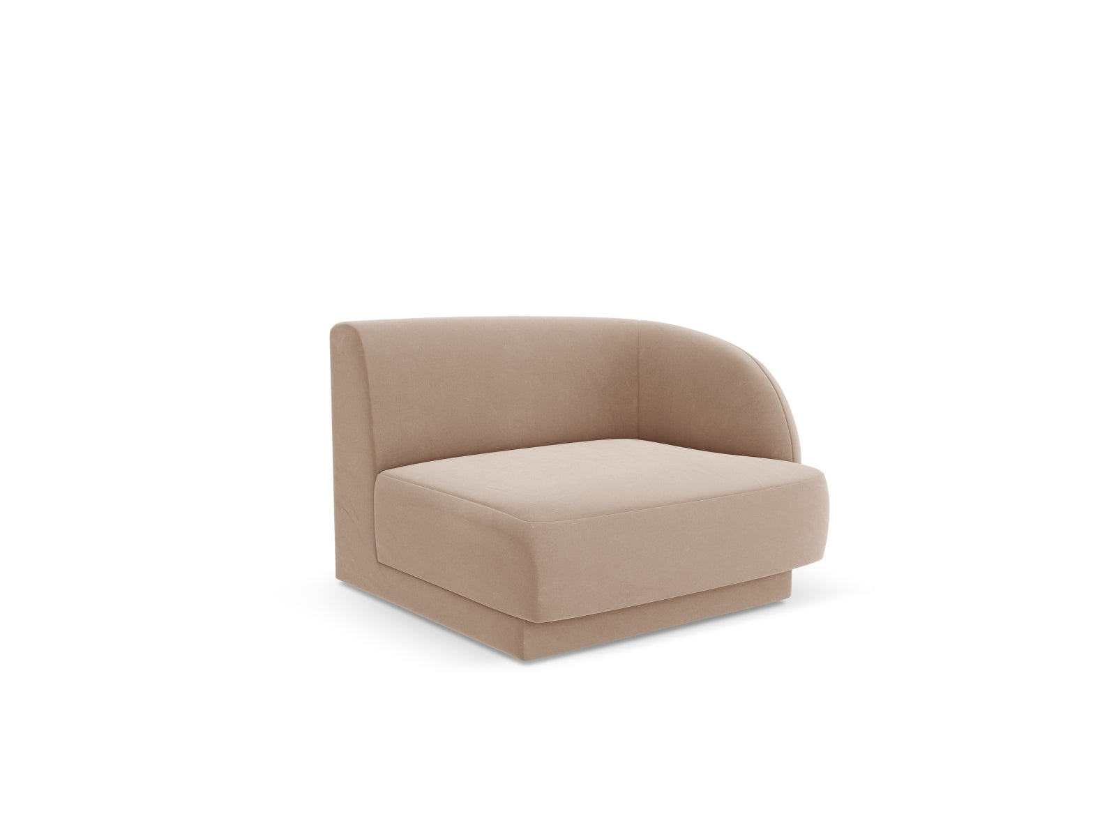Elegantes Miley Velour Modul rechts 1 Sitzer in stilvollem Cappuccino-Bluvel, ideal für moderne Wohnräume und vielseitige Sofa-Arrangements.