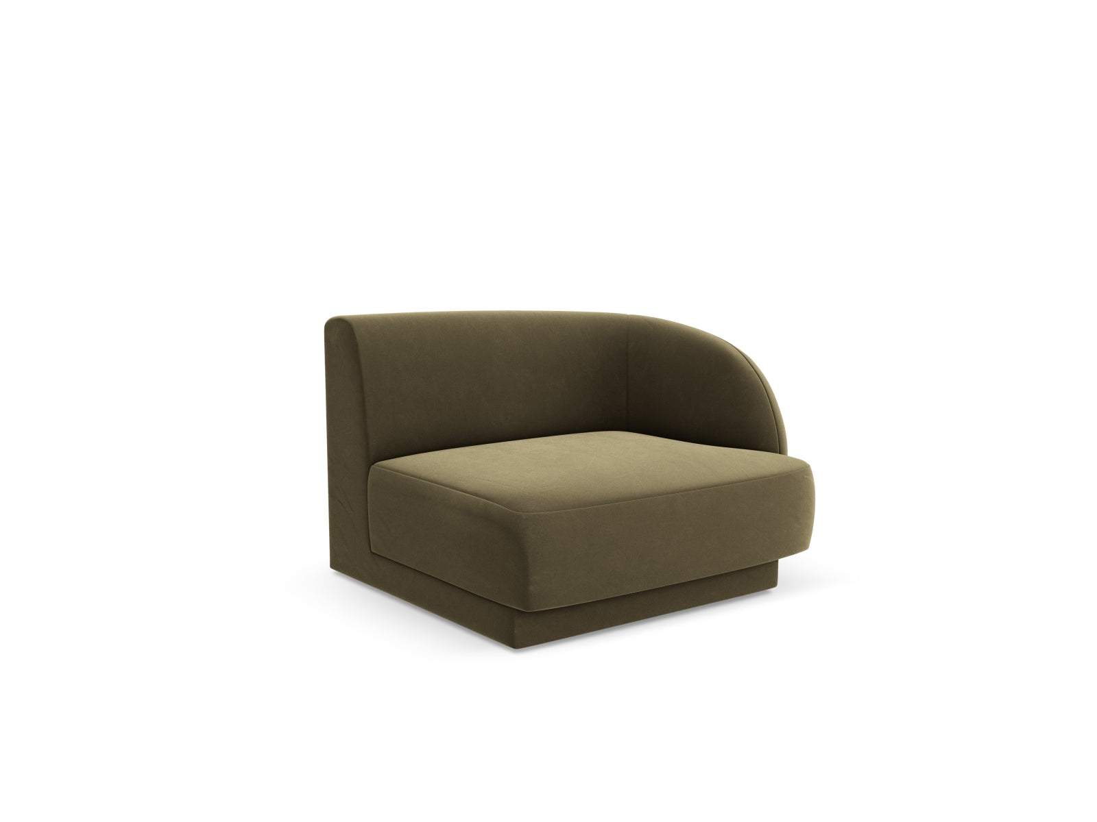 Elegantes Miley Velour Modul rechts 1 Sitzer in stilvollem Green-Bluvel, ideal für moderne Wohnräume und vielseitige Sofa-Kombinationen.