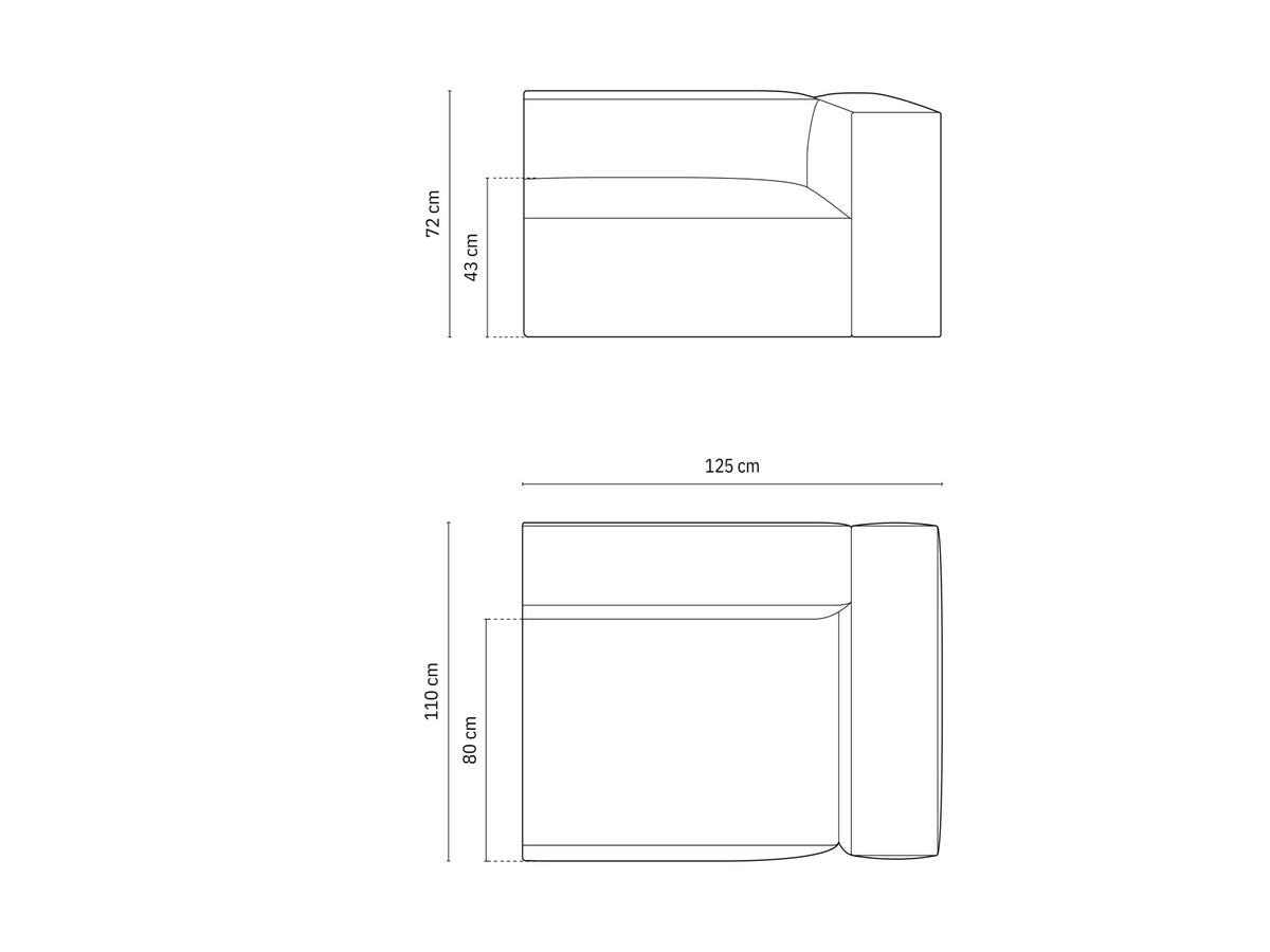 Nuria Velour Modular Sofa rechts 1 Sitzer in Honey-Paris präsentiert im Onlineshop von KAQTU Design AG. Modulares Sofa ist von Micadoni
