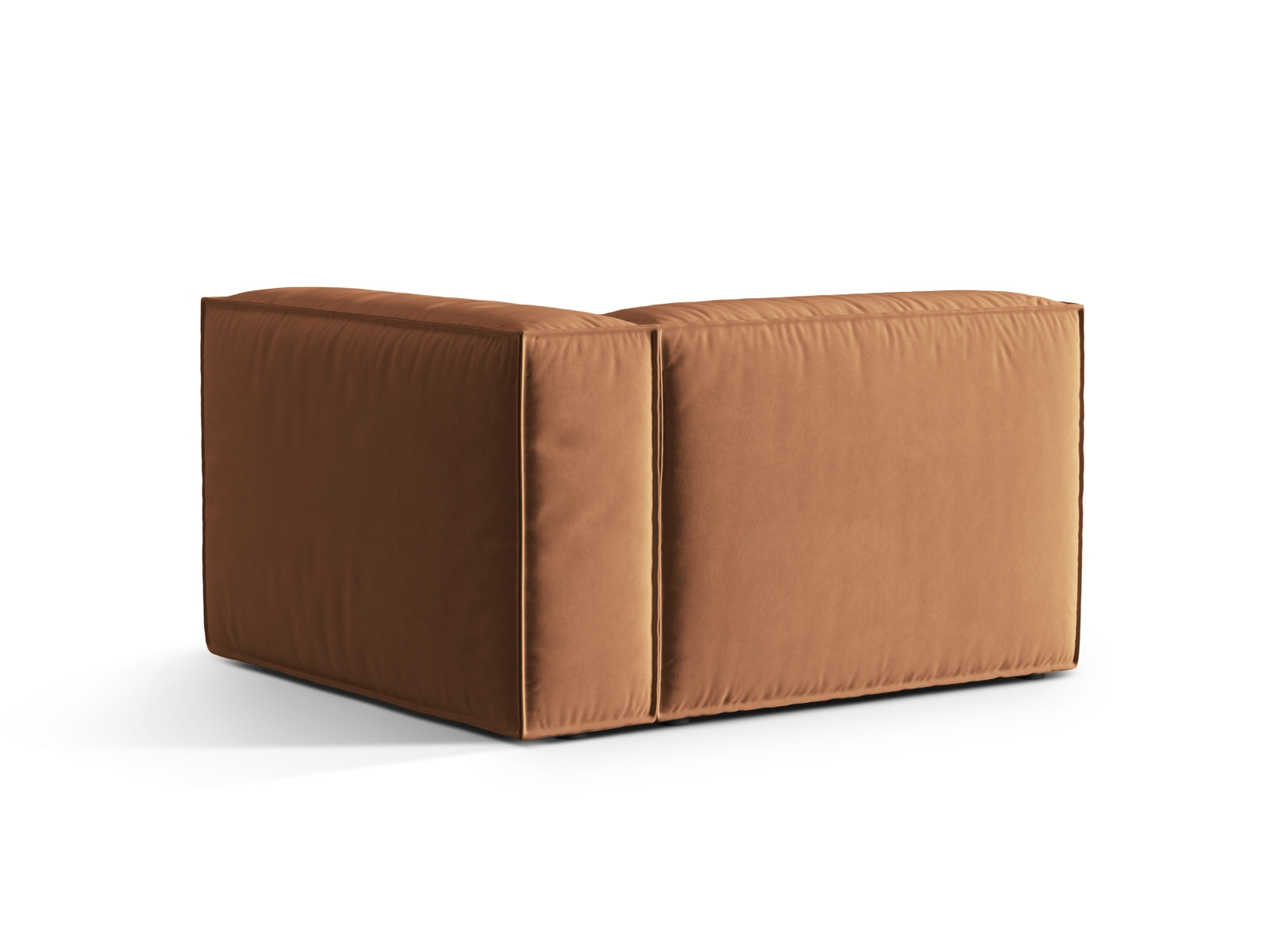 Modulares Nuria Velour Sofa in warmem Honigton, 1-Sitzer, perfekt für individuelle Raumgestaltungen und modernen Komfort.