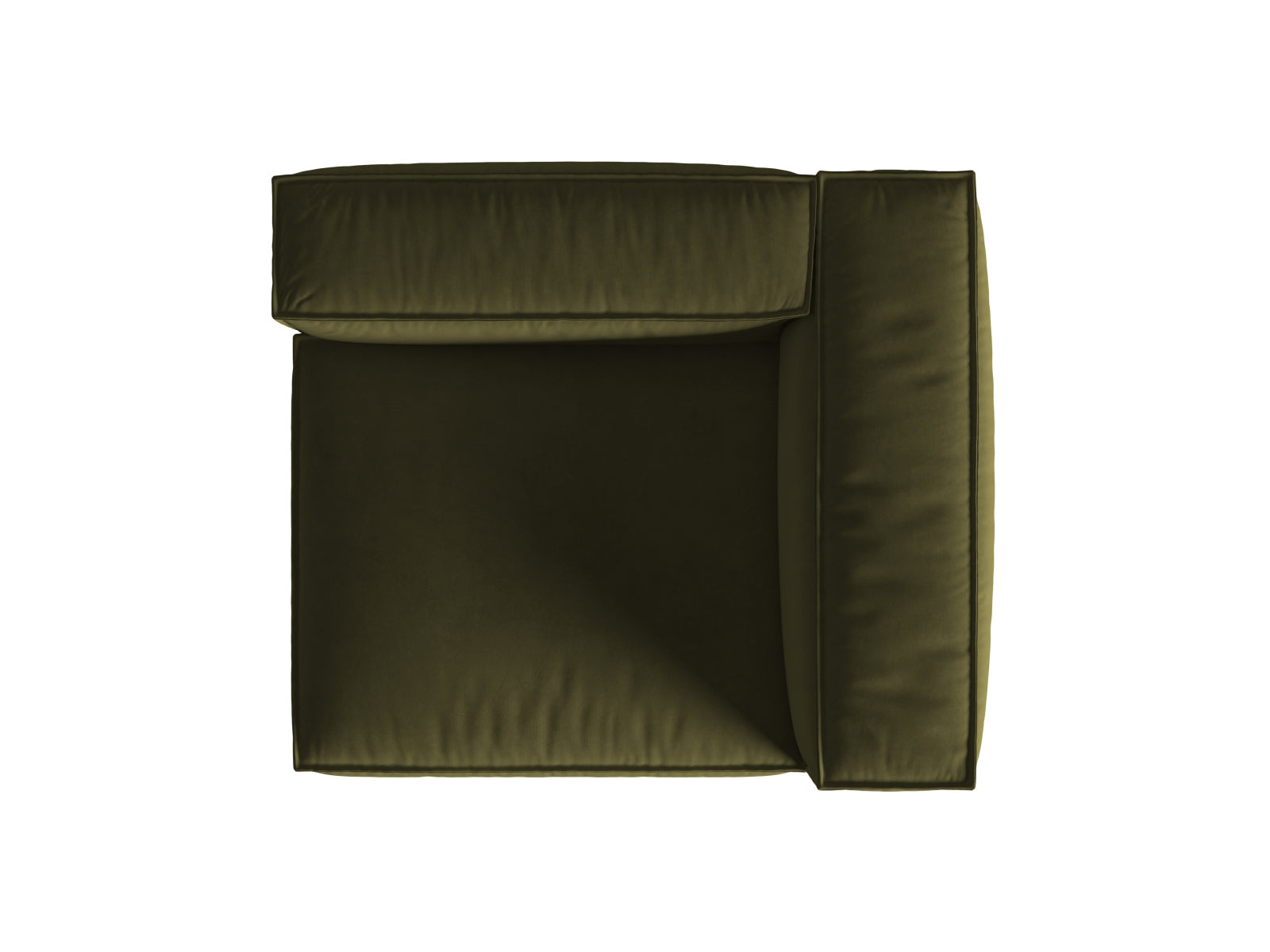 Elegantes Nuria Velour Modular Sofa, 1 Sitzer rechts in luxuriösem Moosgrün, ideal für moderne Wohnräume. Hochwertige Verarbeitung von Micadoni.