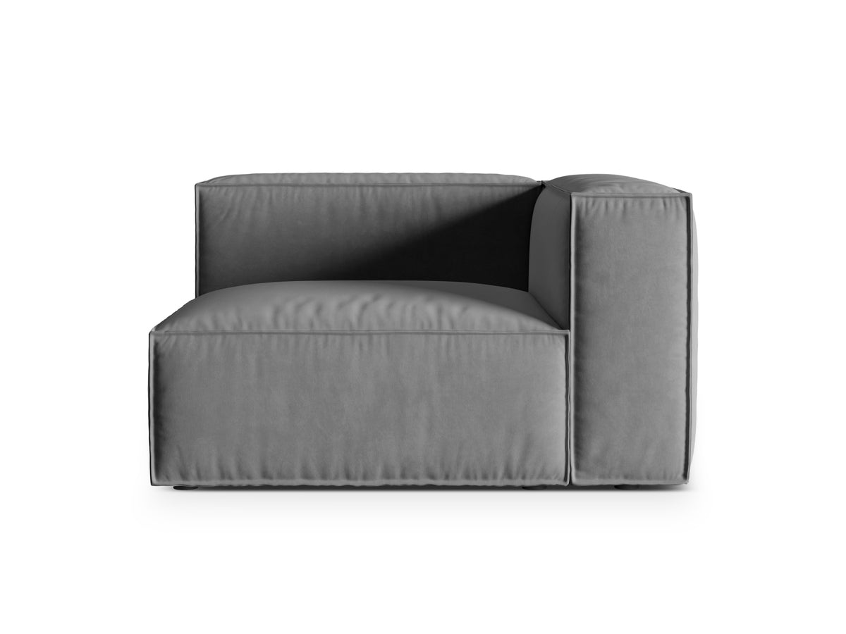 Nuria Velour Modular Sofa rechts 1 Sitzer in Grey-Paris präsentiert im Onlineshop von KAQTU Design AG. Modulares Sofa ist von Micadoni