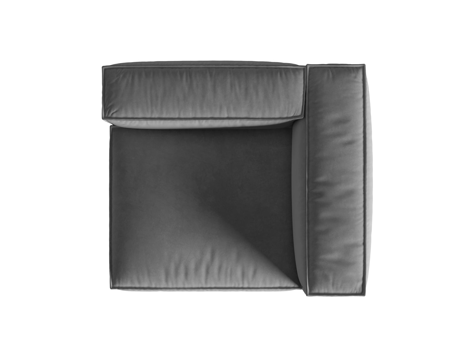 Elegantes Nuria Velour Modular Sofa, 1-Sitzer rechts in modernem Grau, ideal für kreative Wohnkonzepte und stilvolle Akzente.