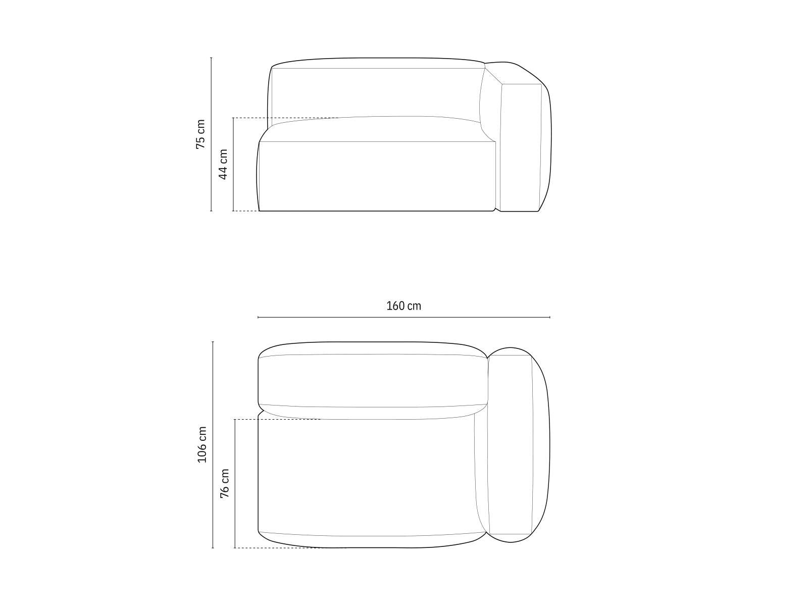 Martina Modul rechts 1 Sitzer in Blue Jeans präsentiert im Onlineshop von KAQTU Design AG. Modulares Sofa ist von Micadoni