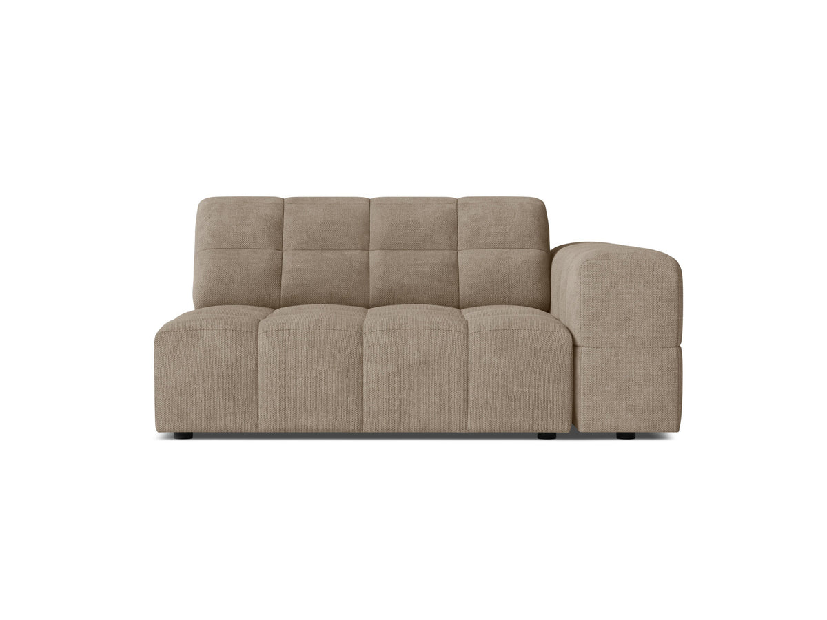 Jennifer Sofamodul rechts 126cm von Micadoni in leichtem Beige, Chenille-Bezug Eden 2 Pearl, schwarze Beine aus Polypropylen, modulares Sofa.