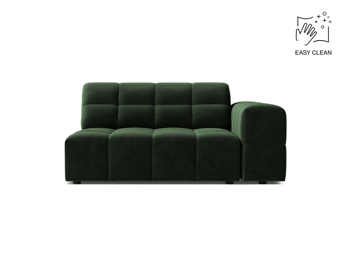 Modulares Sofa Jennifer von Micadoni in leichtem Beige, Bezug aus Eden-Chenille mit 3D-Struktur, schwarze Kunststoffbeine, rechtsseitige Ausrichtung.